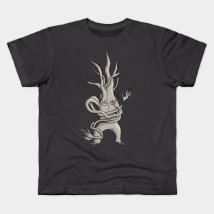 Spooky Tree Creature With Tangled Branches Kids T-Shirt